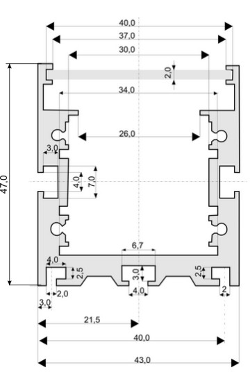 Aluminium LED Profil mit PMMA Cover No. 120983